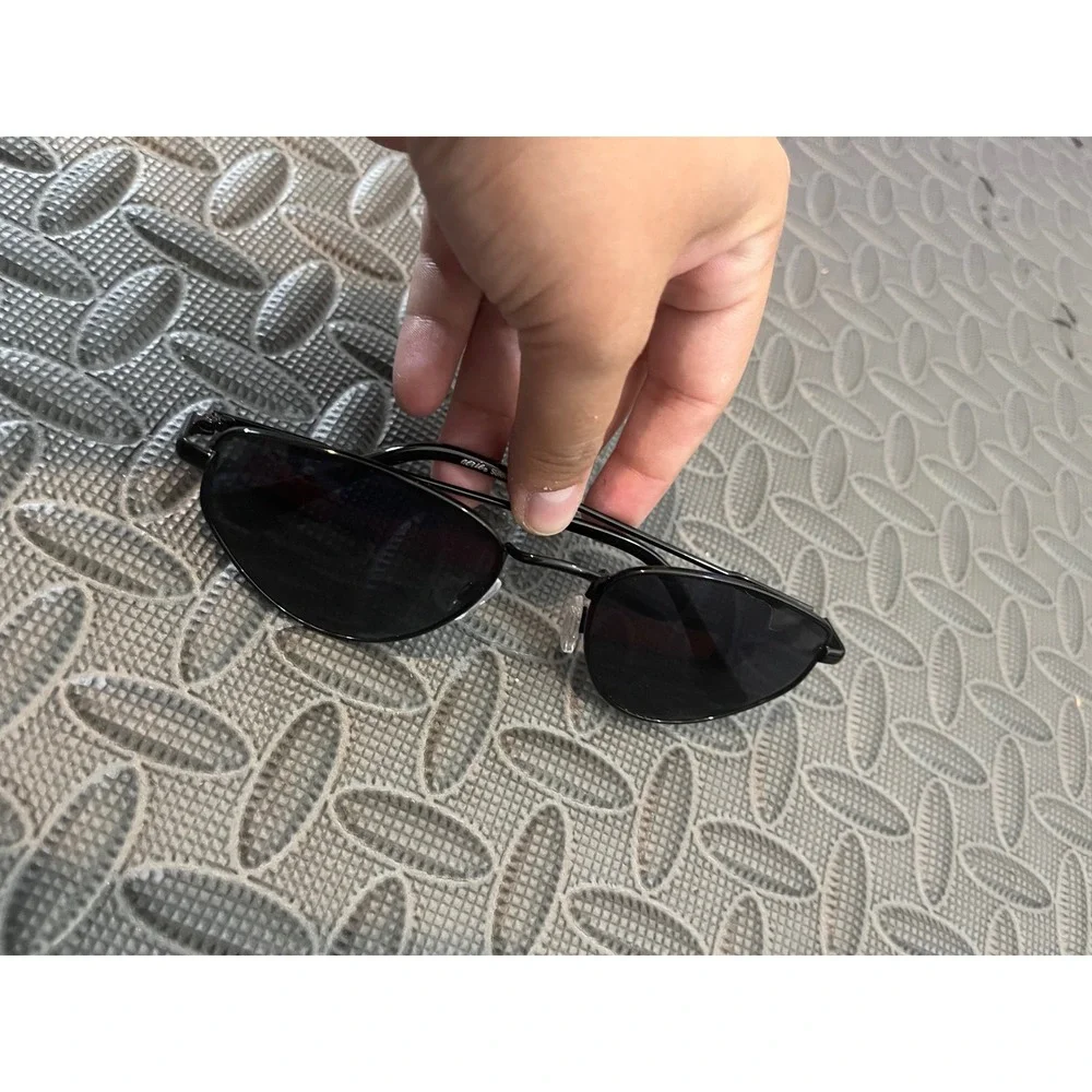 Aerie Sunnies Sunglasses Womens OS Black Metal Slim Cat Eye Matrix Y2K Retro